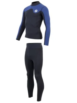 Two Bare Feet Mens Aspect Fleece Lined Zipless Thermal 2.5mm Superstretch Wetsuit Top & Pants Set (Black/Blue) 10 Two Bare Feet Mens Aspect Fleece Lined Zipless Thermal 2.5mm Superstretch Wetsuit Top & Pants Set (Black/Blue) -Surfboards Sales m165yc c