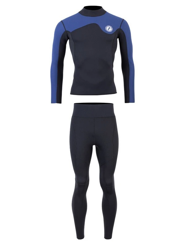 Two Bare Feet Mens Aspect Fleece Lined Zipless Thermal 2.5mm Superstretch Wetsuit Top & Pants Set (Black/Blue) 2 Two Bare Feet Mens Aspect Fleece Lined Zipless Thermal 2.5mm Superstretch Wetsuit Top & Pants Set (Black/Blue) - Image 2