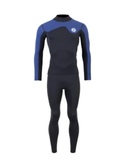 Two Bare Feet Mens Aspect Fleece Lined Zipless Thermal 2.5mm Superstretch Wetsuit Top & Pants Set (Black/Blue)