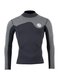 Two Bare Feet Mens Aspect Fleece Lined Zipless Thermal 2.5mm Superstretch Wetsuit Top (Black/Grey)