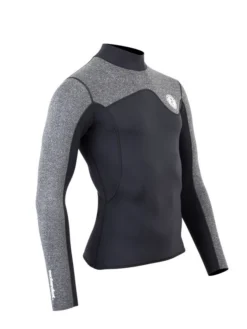 Two Bare Feet Mens Aspect Fleece Lined Zipless Thermal 2.5mm Superstretch Wetsuit Top (Black/Grey) -Surfboards Sales mens aspect fleece lined thermal top black delta 8
