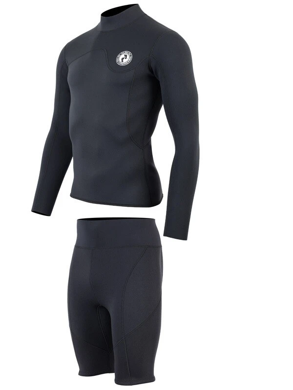 Two Bare Feet Mens Aspect Fleece Lined Zipless Thermal 2.5mm Superstretch Wetsuit Top & Shorts Set (Black) - Image 3