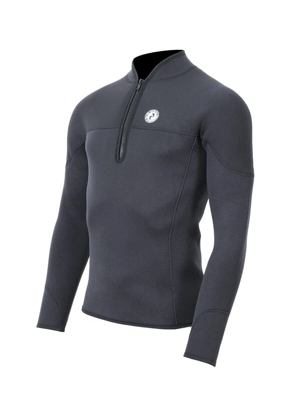Two Bare Feet Mens Heritage 3mm Half Zip Long Sleeve Wetsuit Jacket (Black) - Image 2