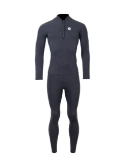 Two Bare Feet Mens Heritage Half Zip 3mm Wetsuit Jacket & Pants Set (Black)