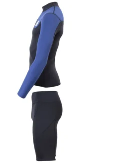 Two Bare Feet Mens Aspect Fleece Lined Zipless Thermal 2.5mm Superstretch Wetsuit Top & Shorts Set (Black/Blue) -Surfboards Sales mwo9tp s