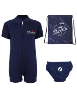 Deluxe Baby Swim Set - Classic Wetsuit + Swim Nappy + Bag (Blue)