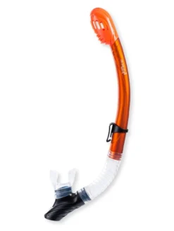 Two Bare Feet DiveSport Dry Top Silicone Snorkel (Orange/Clear)