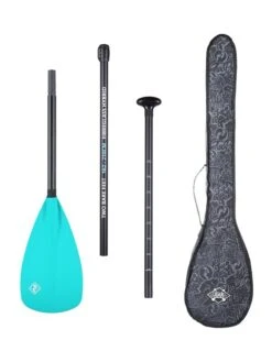 Two Bare Feet 3 Piece Fibreglass Hybrid SUP Paddle & Bag Package (Aqua)