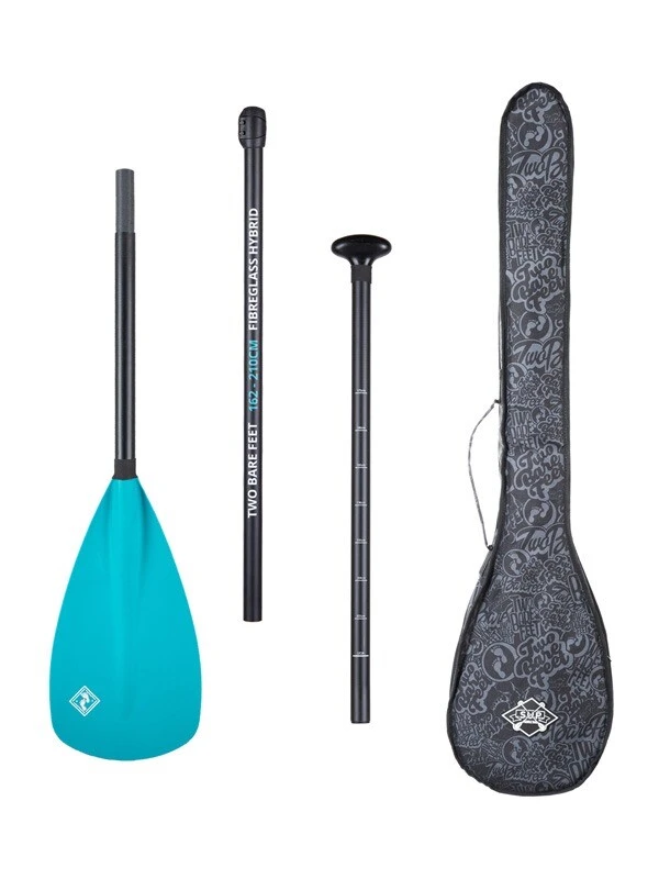 Two Bare Feet 3 Piece Fibreglass Hybrid SUP Paddle & Bag Package (Teal) 1 Two Bare Feet 3 Piece Fibreglass Hybrid SUP Paddle & Bag Package (Teal)