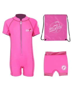 Deluxe Baby Swim Kit - Classic Wetsuit + Nappy Shorts + Bag (Pink)