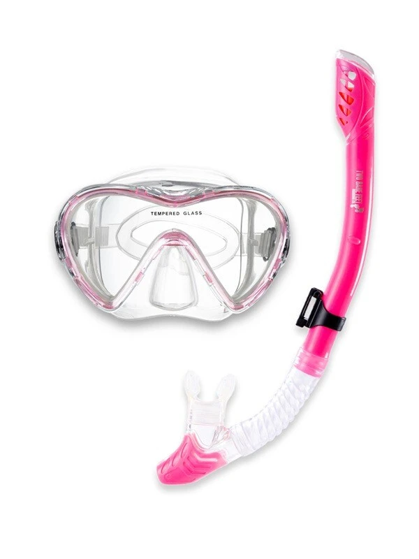 Pro Dive Series Silicone Mask, Dry Top Snorkel & F70 Fins 3 Piece Set 3 (Pink) - Image 2