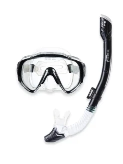 Pro Dive Series XL Silicone Dry Top Snorkel & Mask Set 2 (Black)