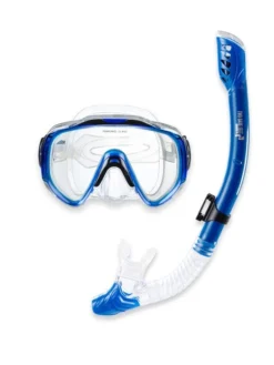 Pro Dive Series XL Silicone Dry Top Snorkel & Mask Set 2 (Blue)