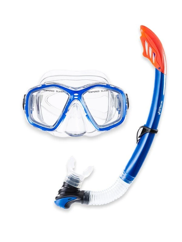 Two Bare Feet Adult PVC Mask, Snorkel & F70 Fins 3 Piece Set (Blue) 2 Two Bare Feet Adult PVC Mask, Snorkel & F70 Fins 3 Piece Set (Blue) - Image 2