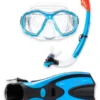 Two Bare Feet Adult PVC Mask, Snorkel & F70 Fins 3 Piece Set (Aqua)