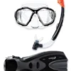 Two Bare Feet Adult PVC Mask, Snorkel & F70 Fins 3 Piece Set (Black)