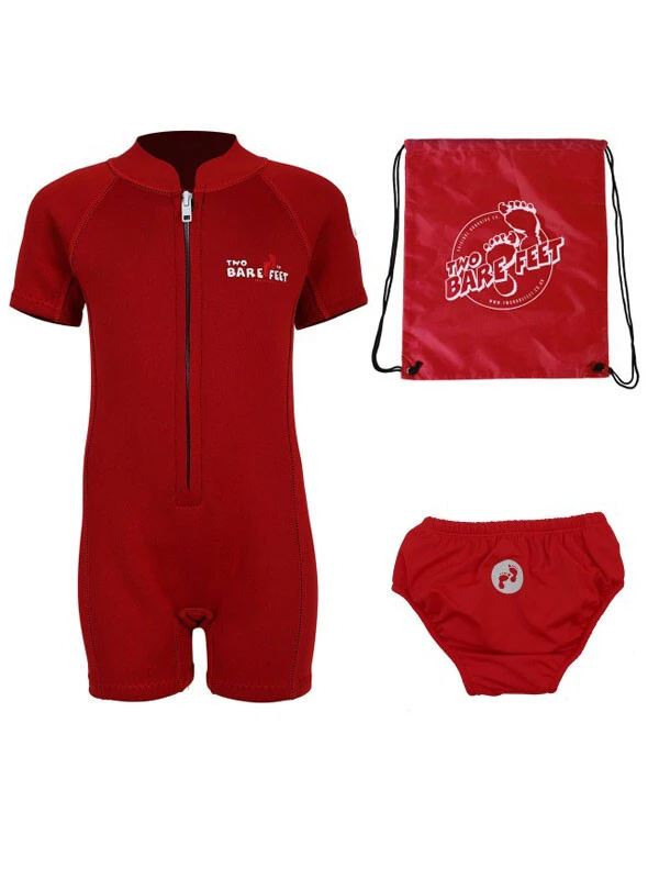 Deluxe Baby Swim Set - Classic Wetsuit + Swim Nappy + Bag (Red) 1 Deluxe Baby Swim Set - Classic Wetsuit + Swim Nappy + Bag (Red)