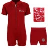 Deluxe Baby Swim Kit - Classic Wetsuit + Nappy Shorts + Towel (Red)