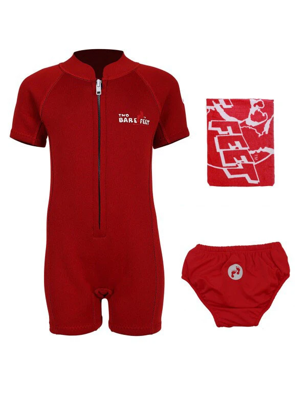 Deluxe Baby Swim Kit - Classic Wetsuit + Swim Nappy + Towel (Red) 1 Deluxe Baby Swim Kit - Classic Wetsuit + Swim Nappy + Towel (Red)
