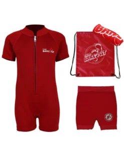 Premier Baby Swim Kit - Classic Wetsuit + Nappy Shorts + Towel + Bag (Red)