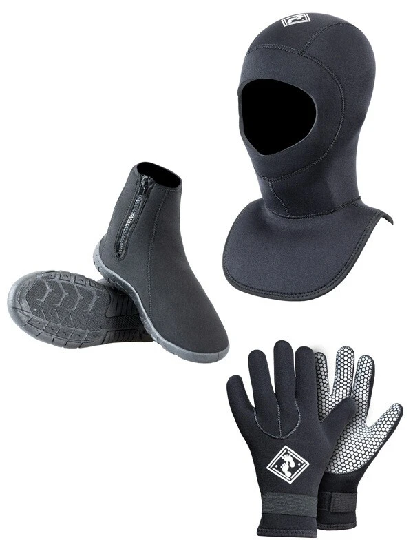 Neoprene Wetsuit Set - Gloves, Boots & Hood Set 1 Neoprene Wetsuit Set - Gloves, Boots & Hood Set