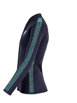 Two Bare Feet Womens Silicone Print Series Full Zip 2.5mm Wetsuit Jacket (Black/Mint) -Surfboards Sales silicone series jacket mint 3