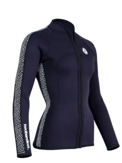 Two Bare Feet Womens Silicone Print Series Full Zip 2.5mm Wetsuit Jacket (Black/White) -Surfboards Sales silicone series jacket white 8