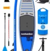 Two Bare Feet Sport Air (Allround XL) 10'10" X 33" X 6" Inflatable SUP Deluxe Fibreglass Hybrid Pack (Blue)