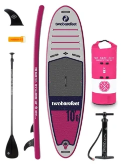 Two Bare Feet Sport Air (Allround) 10'6" X 33" X 4.75" Inflatable SUP Starter Pack (Raspberry)