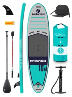 Two Bare Feet Sport Air (Allround) 10'6" X 33" X 4.75" Inflatable SUP Ultimate Pack (Teal)