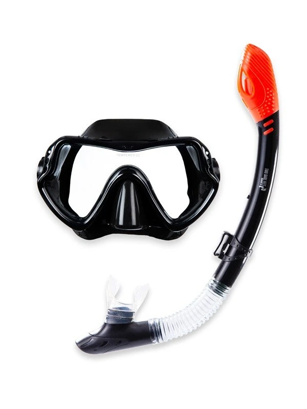 Two Bare Feet Adult Silicone Dry Top Snorkel, Silicone Mask & F70 Fins Set (Black) - Image 2