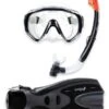 Two Bare Feet Adult Silicone Mask, Snorkel & F70 Fins 3 Piece Set 2 (Black)