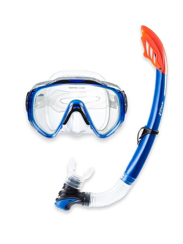 Two Bare Feet Adult Silicone Snorkel & Mask Set 2 (Blue)