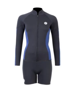 Two Bare Feet Unisex Perspective Full Zip 2.5mm Wetsuit Jacket & Hotpants Set (Black/Blue)