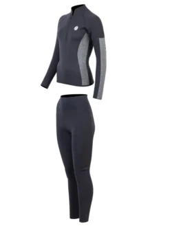 Two Bare Feet Unisex Perspective Half Zip 2.5mm Wetsuit Jacket & Pants Set (Black/Grey) -Surfboards Sales u7nm9k u