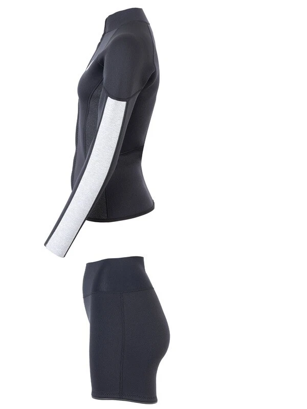 Two Bare Feet Unisex Perspective Full Zip 2.5mm Wetsuit Jacket & Hotpants Set (Black/Grey/Grey) 4 Two Bare Feet Unisex Perspective Full Zip 2.5mm Wetsuit Jacket & Hotpants Set (Black/Grey/Grey) - Image 4