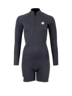 Two Bare Feet Unisex Perspective Half Zip 2.5mm Wetsuit Jacket & Hotpants Set (Black)