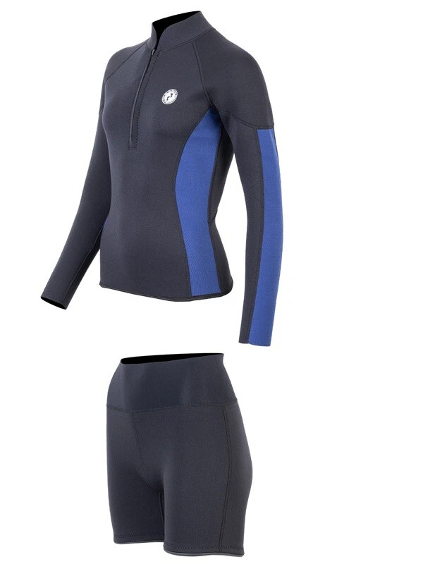 Two Bare Feet Unisex Perspective Half Zip 2.5mm Wetsuit Jacket & Hotpants Set (Black/Blue) 3 Two Bare Feet Unisex Perspective Half Zip 2.5mm Wetsuit Jacket & Hotpants Set (Black/Blue) - Image 3