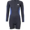 Two Bare Feet Unisex Perspective Half Zip 2.5mm Wetsuit Jacket & Hotpants Set (Black/Blue)