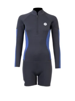Two Bare Feet Unisex Perspective Half Zip 2.5mm Wetsuit Jacket & Hotpants Set (Black/Blue)