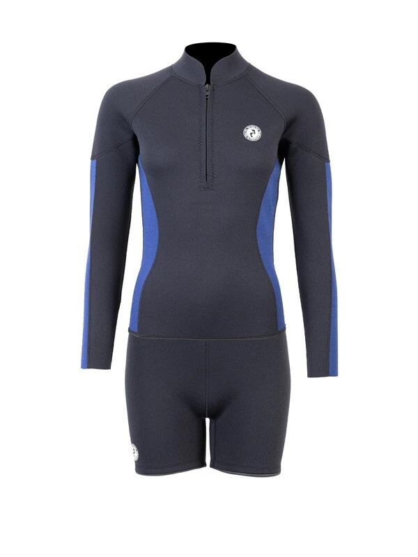Two Bare Feet Unisex Perspective Half Zip 2.5mm Wetsuit Jacket & Hotpants Set (Black/Blue) 1 Two Bare Feet Unisex Perspective Half Zip 2.5mm Wetsuit Jacket & Hotpants Set (Black/Blue)