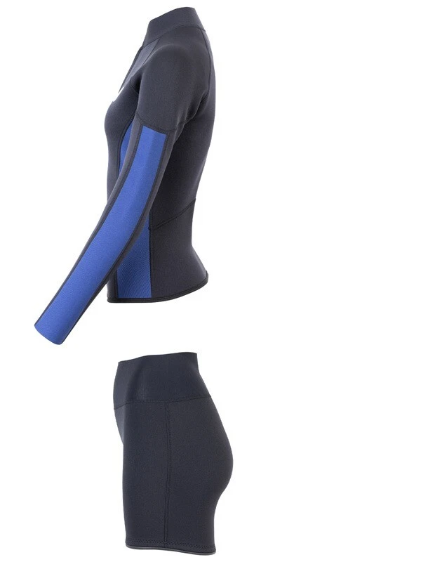 Two Bare Feet Unisex Perspective Half Zip 2.5mm Wetsuit Jacket & Hotpants Set (Black/Blue) 4 Two Bare Feet Unisex Perspective Half Zip 2.5mm Wetsuit Jacket & Hotpants Set (Black/Blue) - Image 4