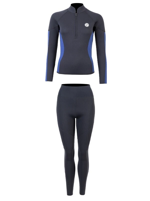 Two Bare Feet Unisex Perspective Half Zip 2.5mm Wetsuit Jacket & Pants Set (Black/Blue) 2 Two Bare Feet Unisex Perspective Half Zip 2.5mm Wetsuit Jacket & Pants Set (Black/Blue) - Image 2