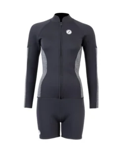 Two Bare Feet Unisex Perspective Full Zip 2.5mm Wetsuit Jacket & Hotpants Set (Black/Grey)