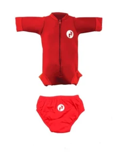 Essentials Baby Swim Kit - Newborn Wetsuit + Swim Nappy (Red)
