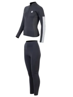 Two Bare Feet Unisex Perspective Half Zip 2.5mm Wetsuit Jacket & Pants Set (Black/Grey/Grey) -Surfboards Sales um2h6h p