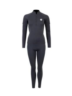 Two Bare Feet Unisex Perspective Half Zip 2.5mm Wetsuit Jacket & Pants Set (Black/Grey/Grey)