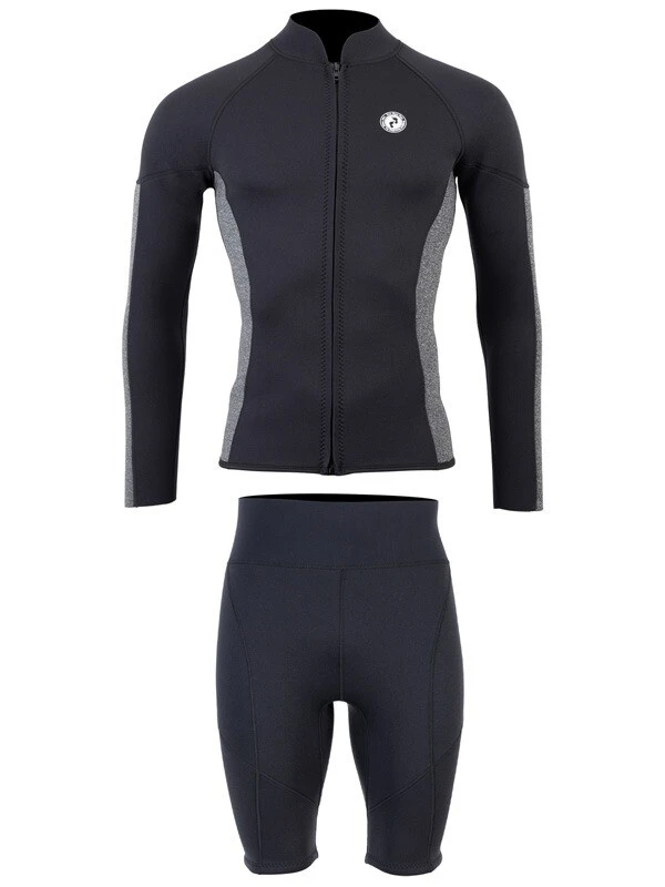 Two Bare Feet Perspective Full Zip 2.5mm Wetsuit Jacket & Shorts Set (Black/Grey) 2 Two Bare Feet Perspective Full Zip 2.5mm Wetsuit Jacket & Shorts Set (Black/Grey) - Image 2