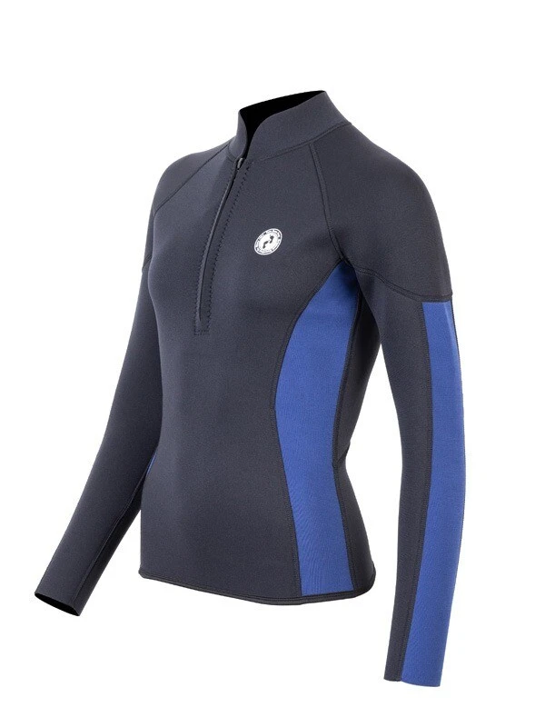 Two Bare Feet Unisex Perspective Half Zip 2.5mm Wetsuit Jacket (Black/Blue) - Image 2