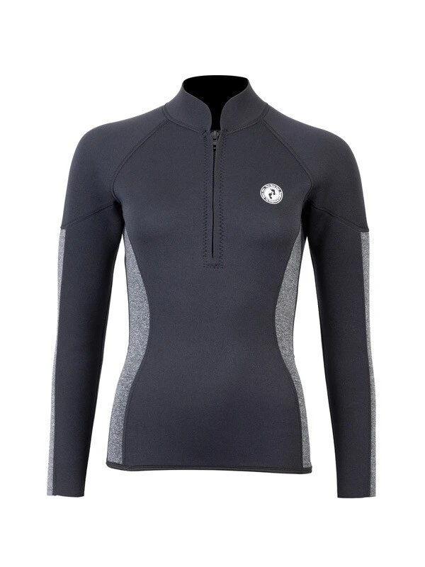 Two Bare Feet Unisex Perspective Half Zip 2.5mm Wetsuit Jacket (Black/Grey) 1 Two Bare Feet Unisex Perspective Half Zip 2.5mm Wetsuit Jacket (Black/Grey)